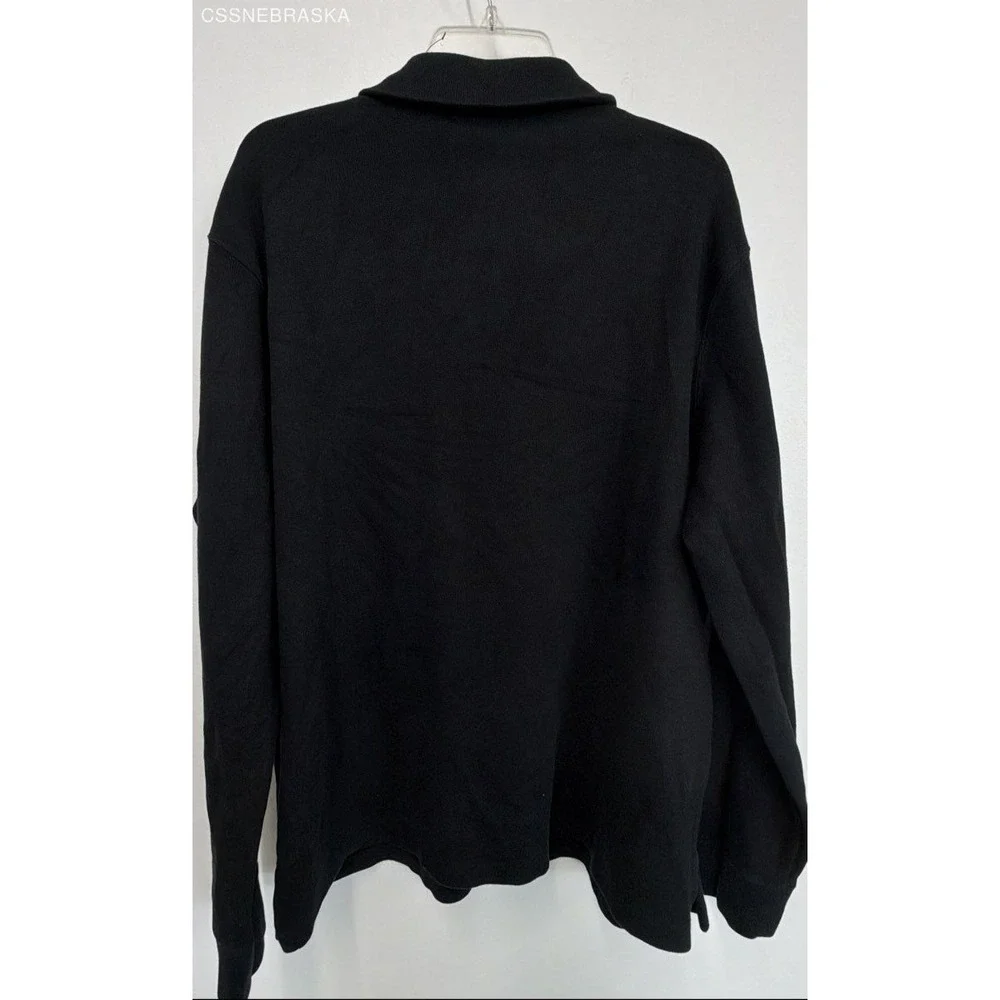 Polo Ralph Lauren Black cotton‎ quarter-zip or half-zip sweater. - Size XL